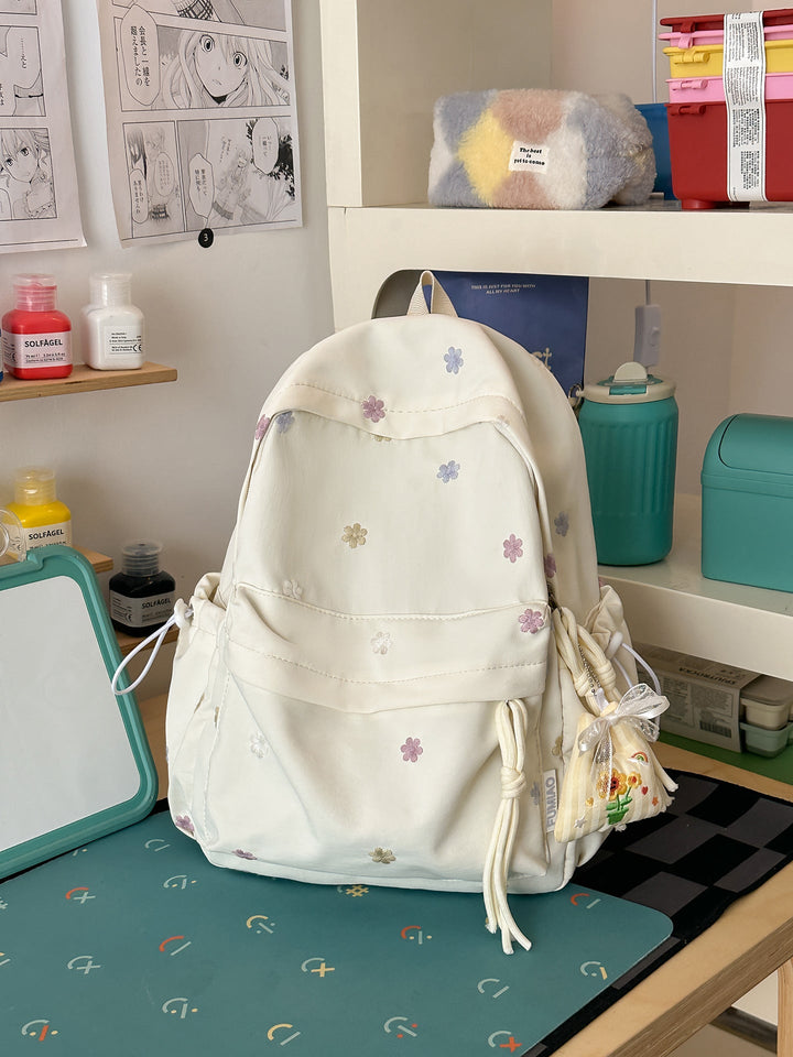 Floral Embroidered Day School Backpack