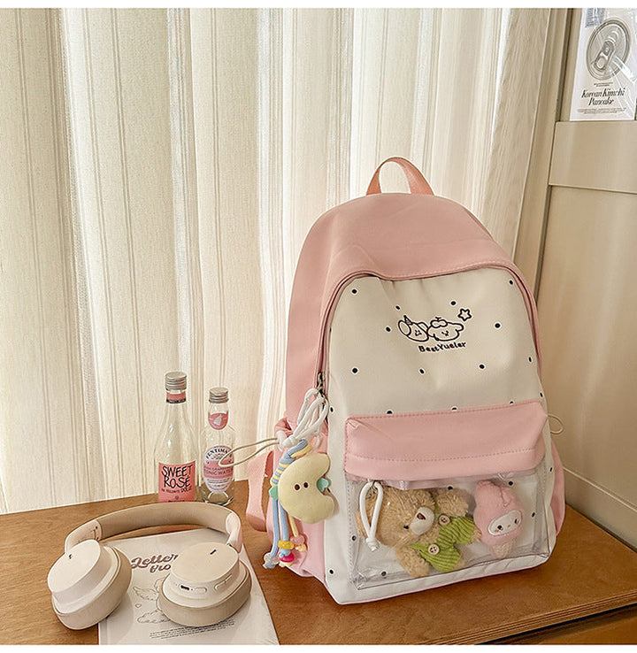 Cute Transparent Panel School Backpack