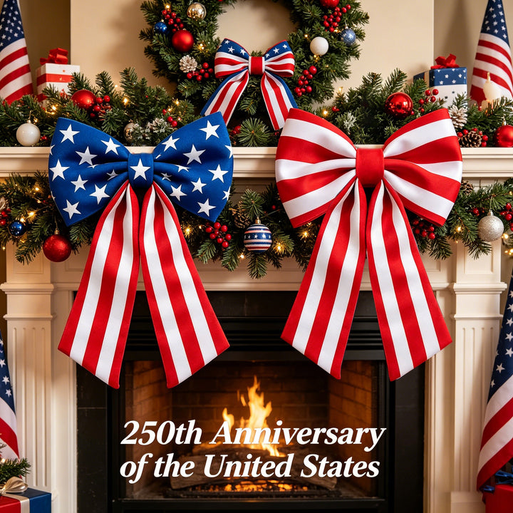 Unisex nan outdoor double-layer American flag ribbon bow with alligator fence clip Kalsten