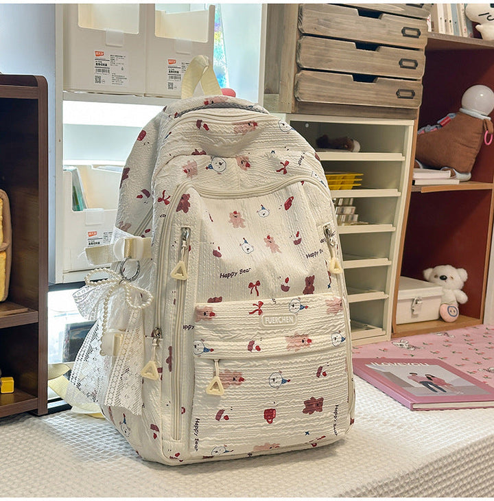 Floral Patterned Multi-Compartment School Backpack