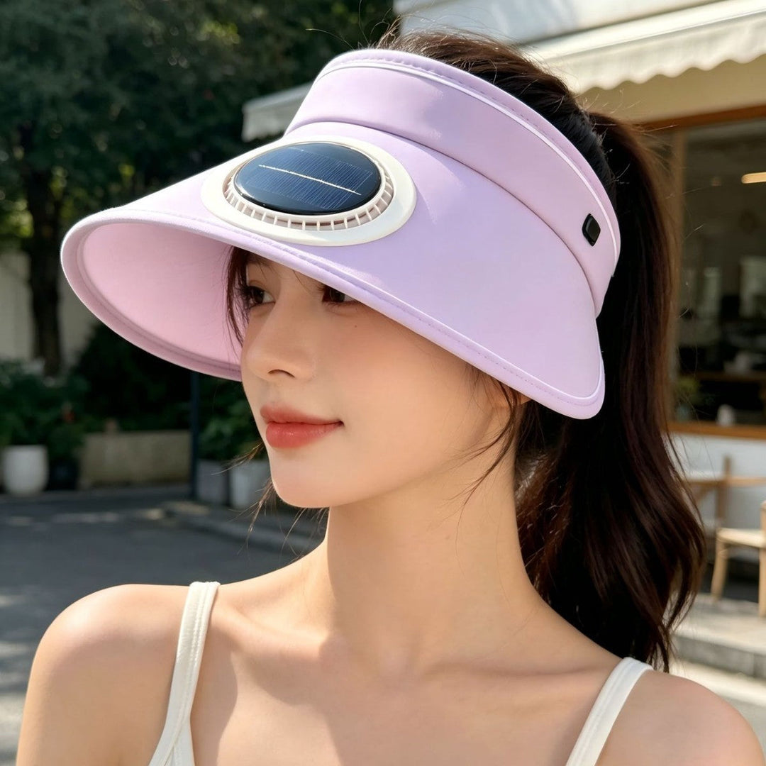 Lightweight foldable sunshade with integrated solar module and quiet fan Kalsten