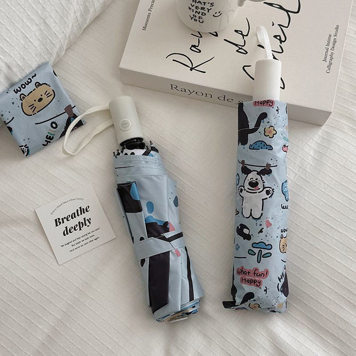 Women Folding Umbrella with Cute Animal Designs and Practical Carrying Case Kalsten