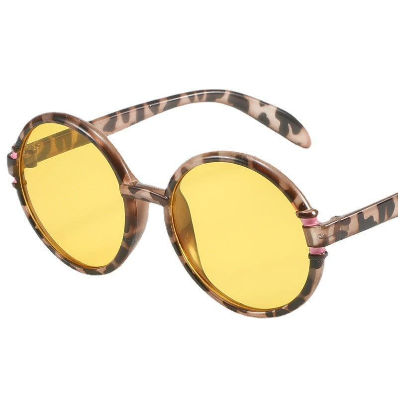 Women's round sunglasses in trendy leopard pattern with UV protection Kalsten