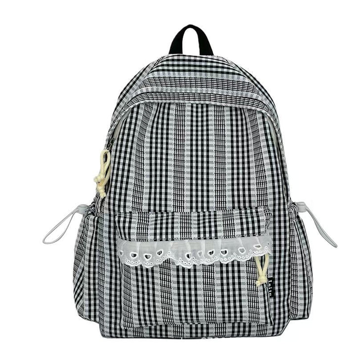 Gingham Patterned Stylish Backpack Kalsten