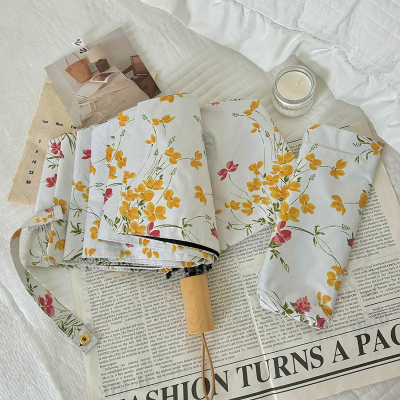 Women Foldable Sunshade with Flower Design Kalsten