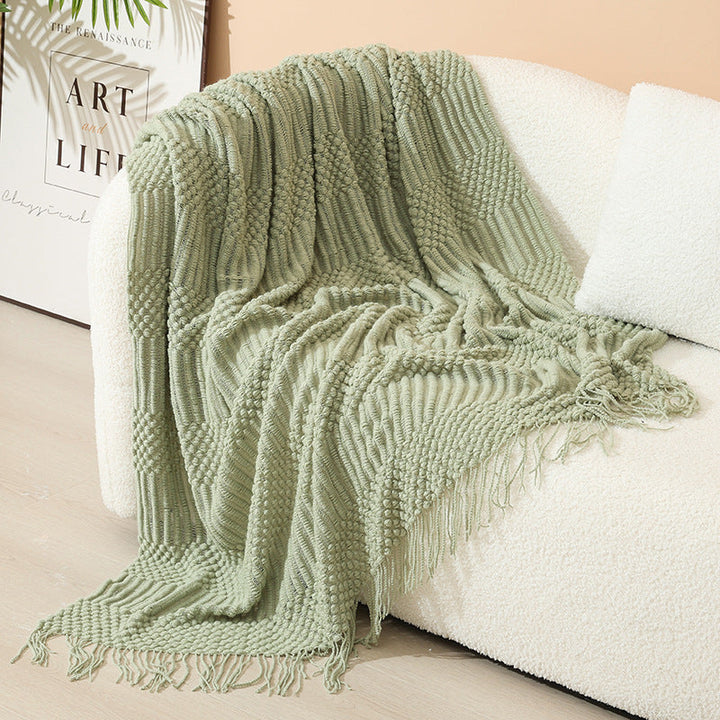 Women's stylish living room throw blanket with fringe pattern Kalsten