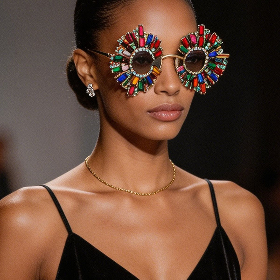 Ladies extravagant designer sunglasses with colorful crystal decoration Kalsten