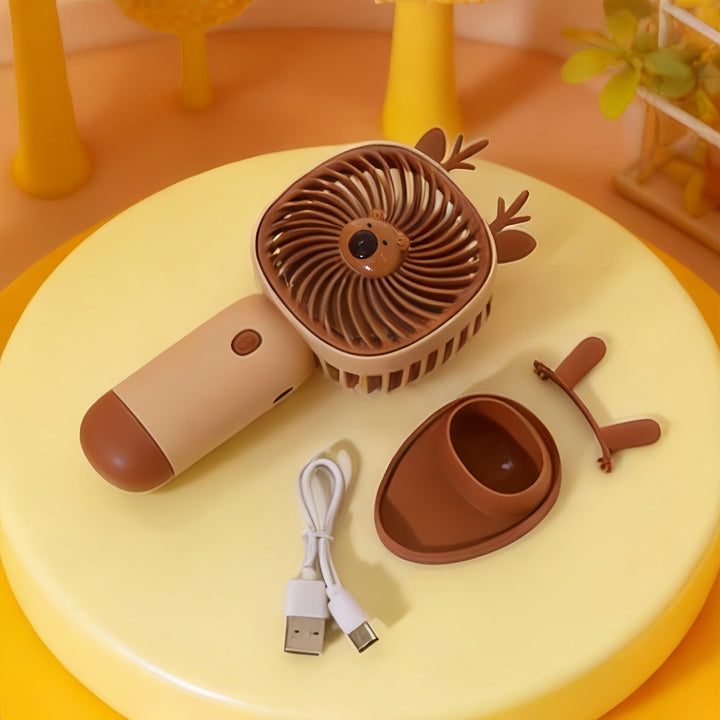 Unisex portable hand fan with bear motif and charging station Kalsten