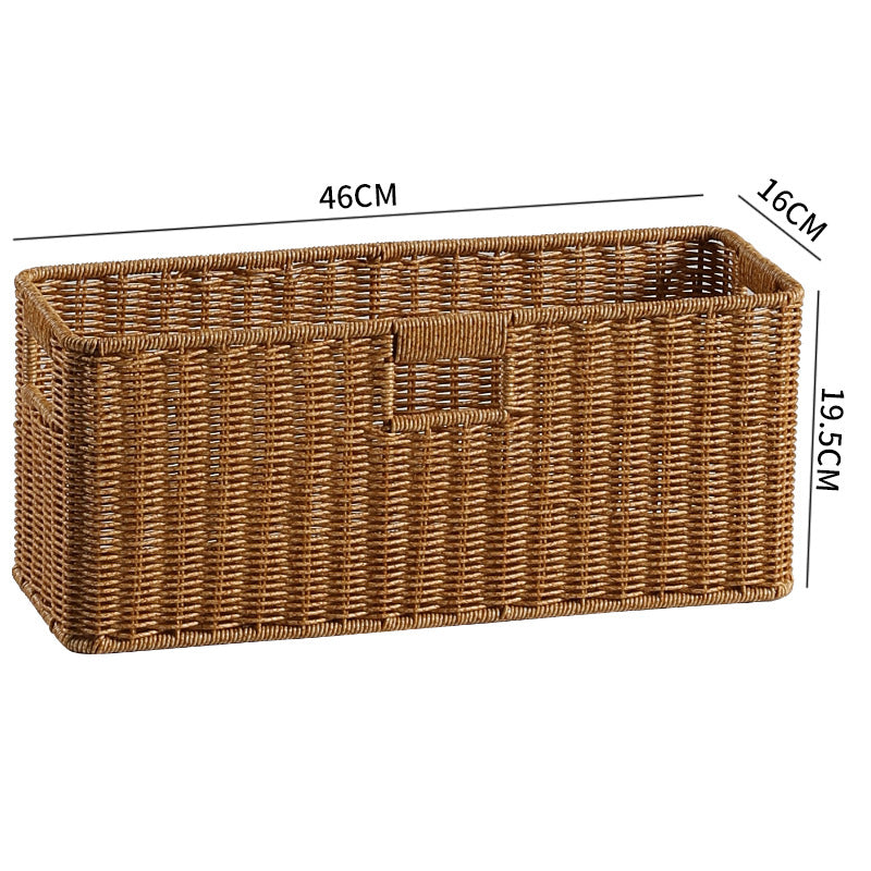 Handwoven Rectangular Storage Bin with Cutout Handles Kalsten