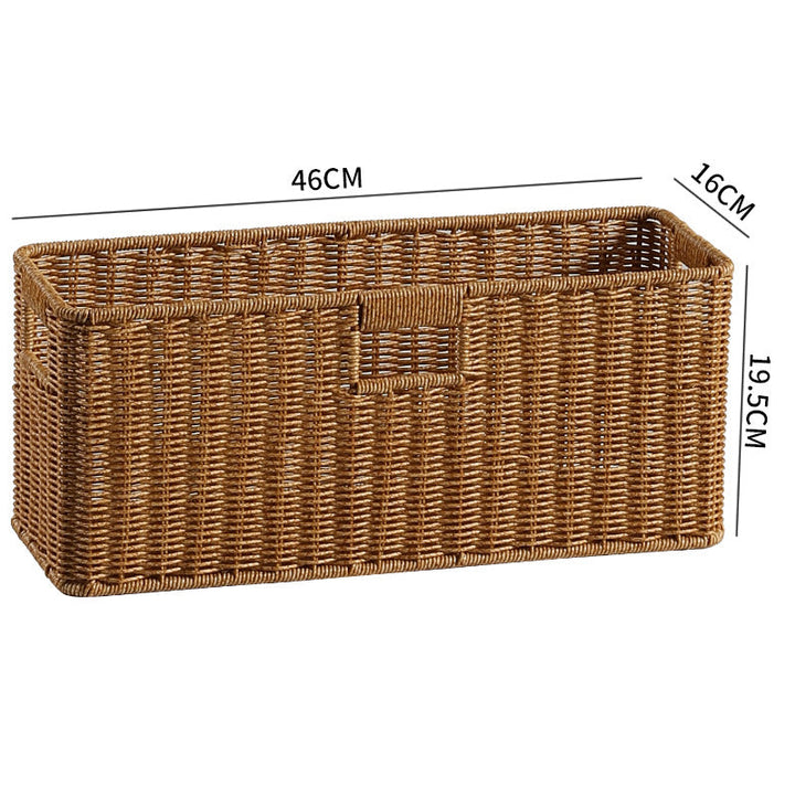 Handwoven Rectangular Storage Bin with Cutout Handles Kalsten