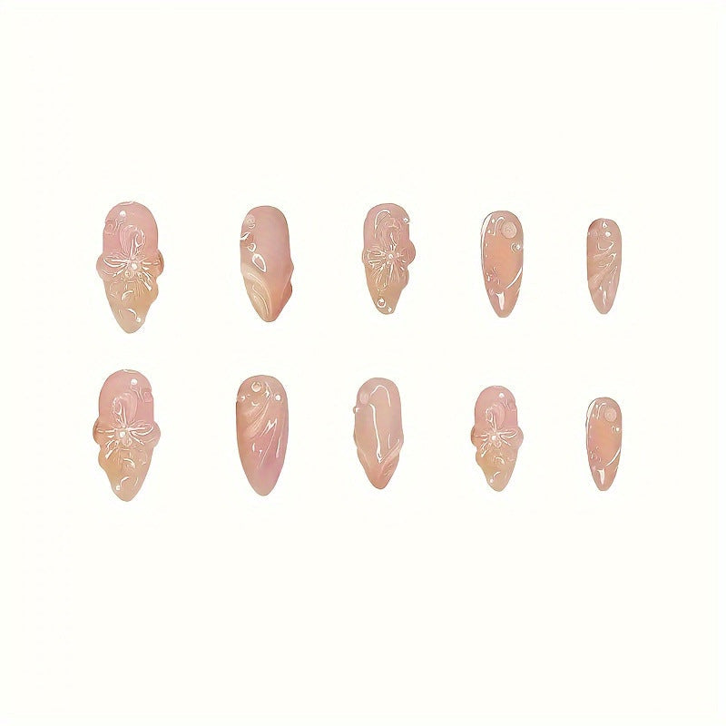 Floral-Themed Press-On Nail Art Kalsten