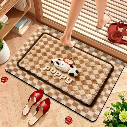 Cute Puppy-Themed Plush Bath Mat Acalora