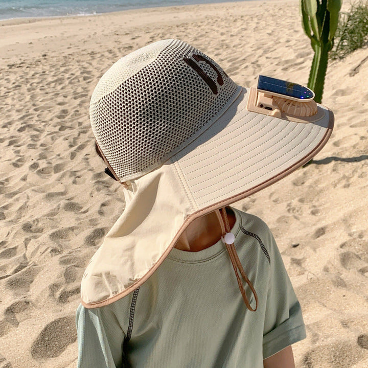 Breathable children sun hat with solar fan and adjustable chin strap Kalsten