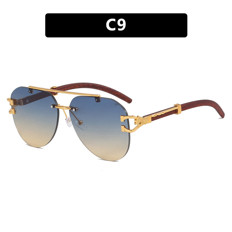 Ladies fashionable pilot sunglasses with luxurious metal accents and wood details Kalsten