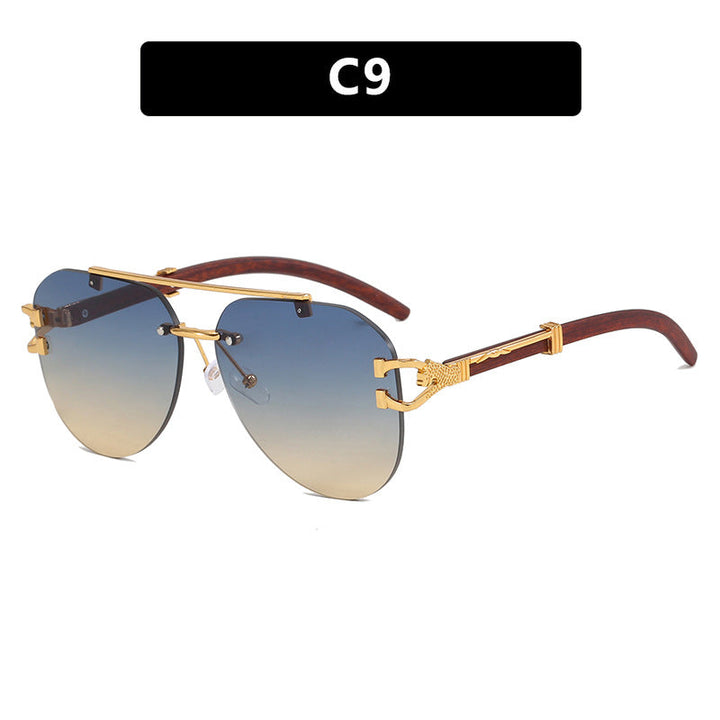 Ladies fashionable pilot sunglasses with luxurious metal accents and wood details Kalsten