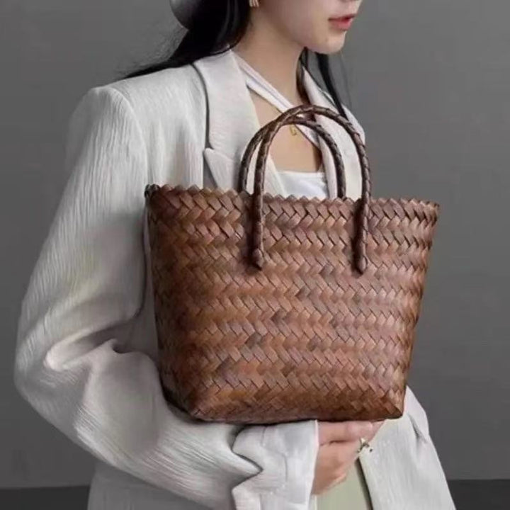 Handwoven basket bag with bamboo handles Kalsten