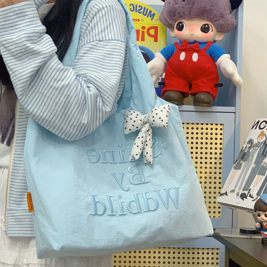 Casual Bow-Embellished School Backpack Bag
