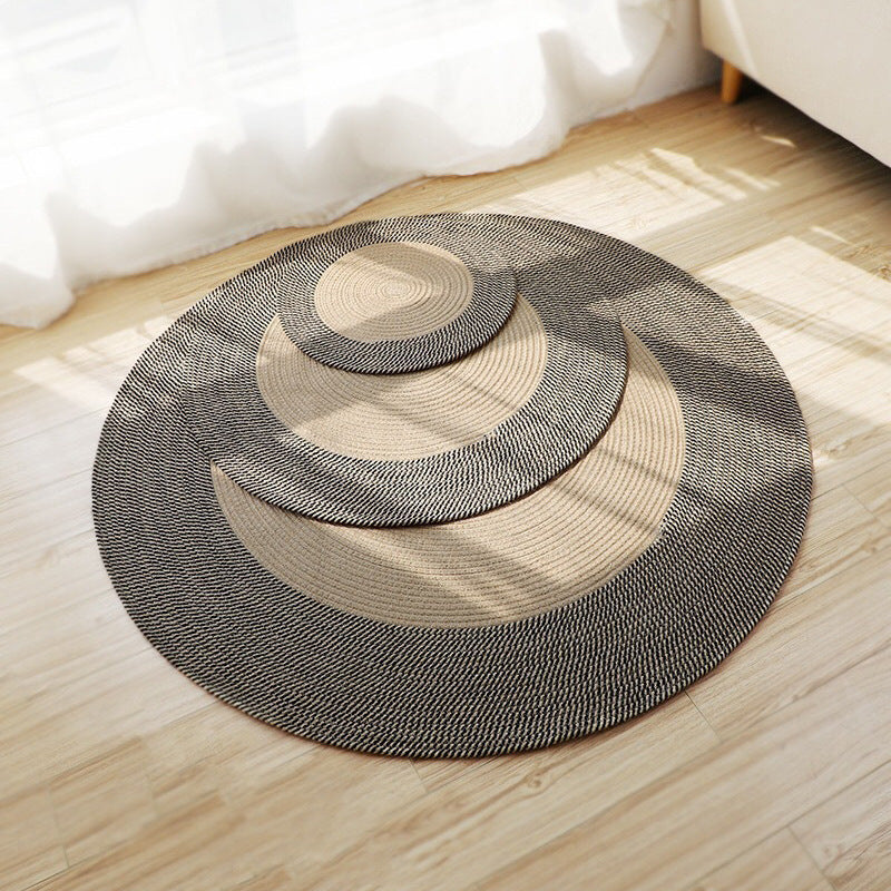 Rustic Round Rug with Fringes Acalora