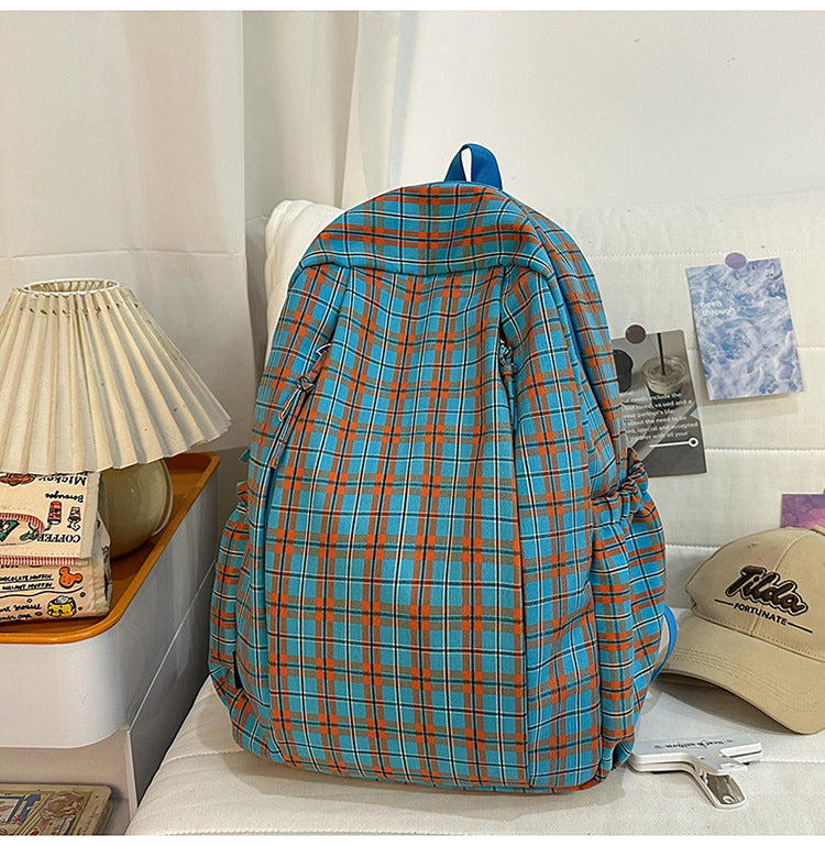 Casual Plaid Patterned School Backpack