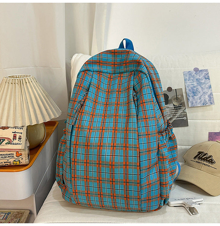 Casual Plaid Patterned School Backpack