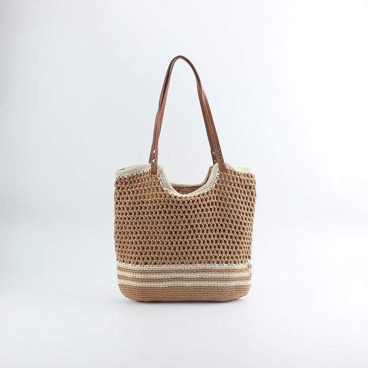 Handcrafted designer beach bag with sturdy leather handles Kalsten