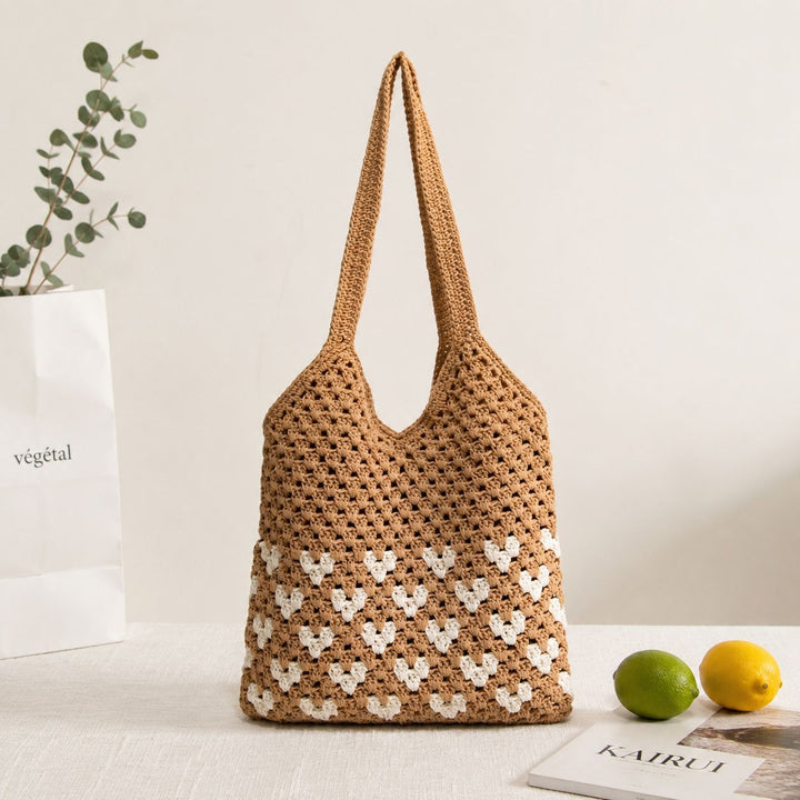 Hand-knotted tote bag in heart design Kalsten