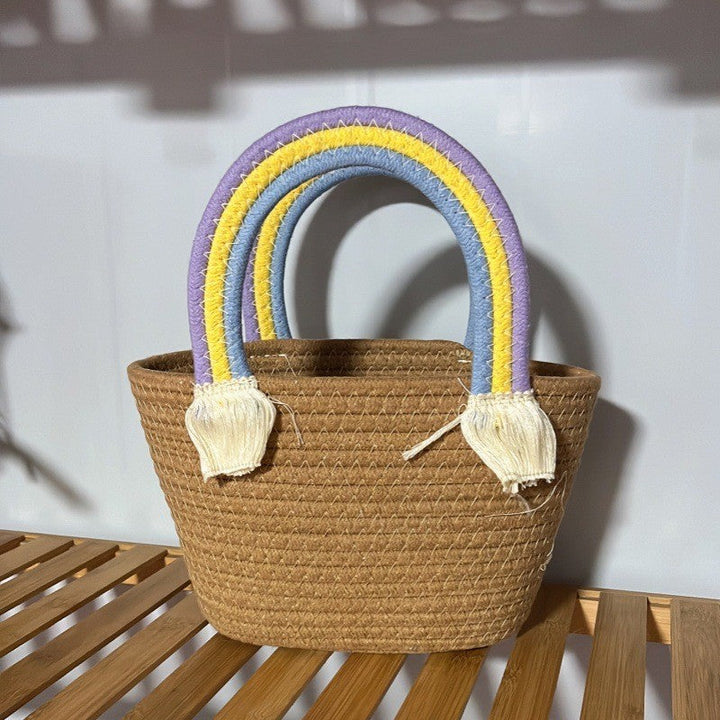 Women's handmade basket bag with color-coordinated handle accents Kalsten