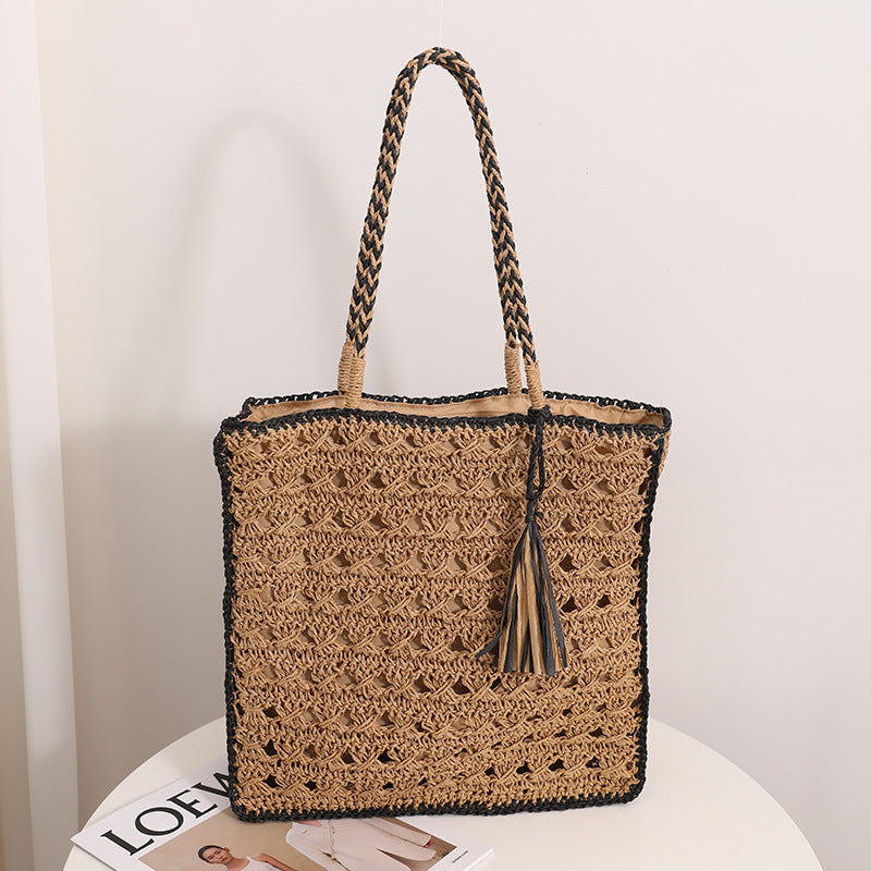 Handmade Macrame Tote Bag with Elegant Tassel Kalsten