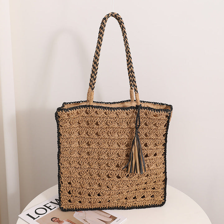 Handmade Macrame Tote Bag with Elegant Tassel Kalsten