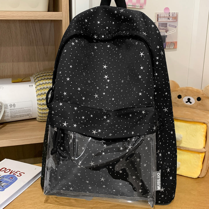 Transparent Pocket Star-Printed Backpack Kalsten