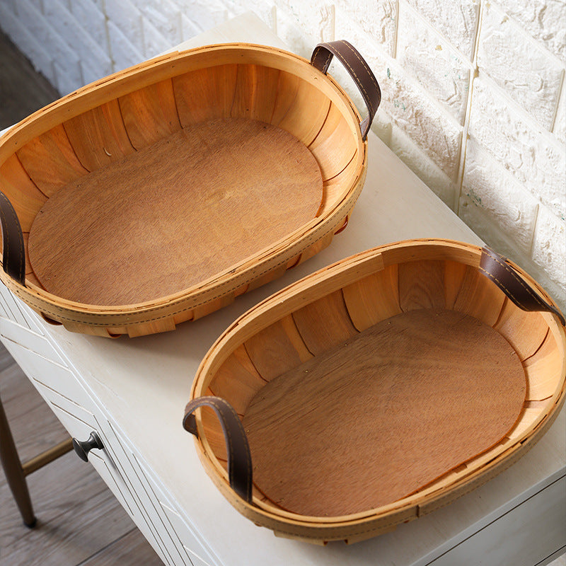 Unisex Handcrafted Basket with Leather Handles Kalsten