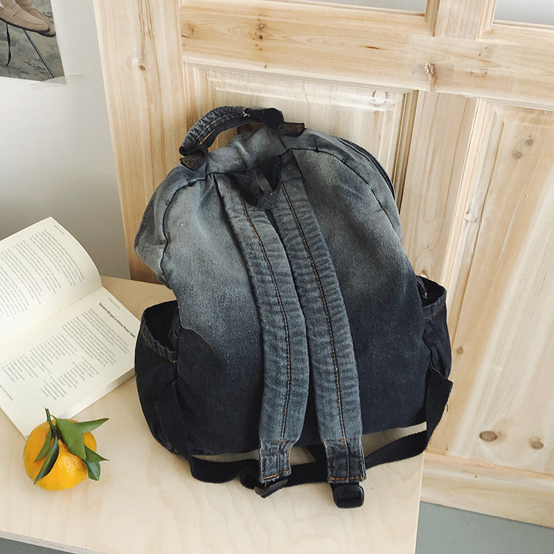 Creative Graphic Print Denim School Backpack Kalsten