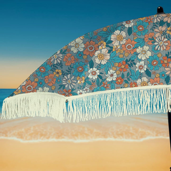Ladies Beach Sun Protection Umbrella with Elegant Fringe Design Kalsten