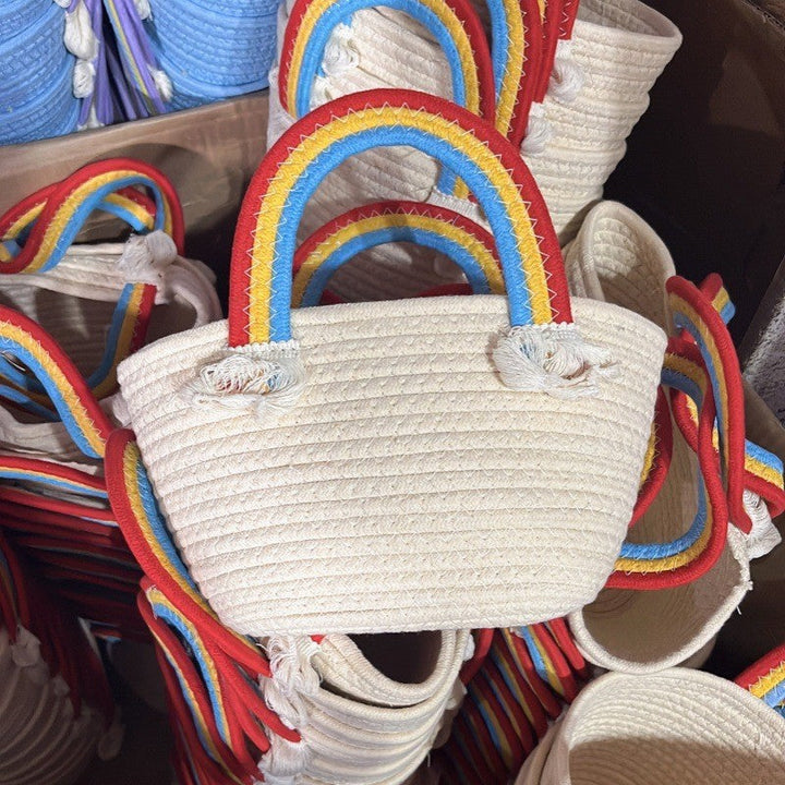 Women's handmade basket bag with color-coordinated handle accents Kalsten