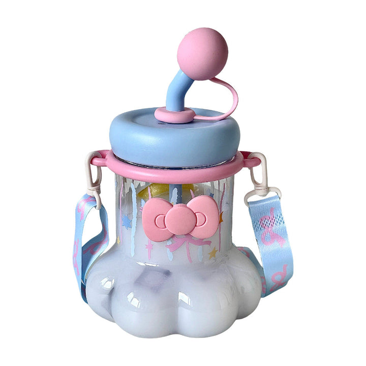 Women's water bottle with integrated silicone carrying handle and playful design Kalsten