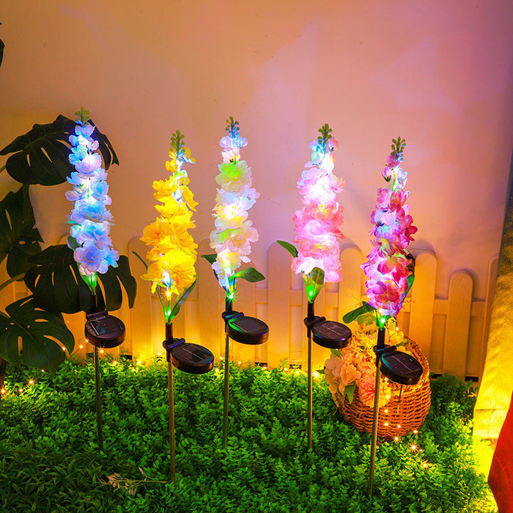 Decorative Tall Artificial Delphinium Garden Stake With Stainless Steel Spike And Adjustable Clip Kalsten