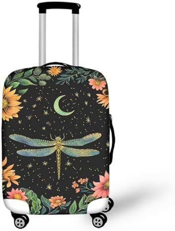 Unisex nano elastic suitcase cover with horse and sunflower motif, stretchable stretch protection for hard shell trolley with zipper Kalsten
