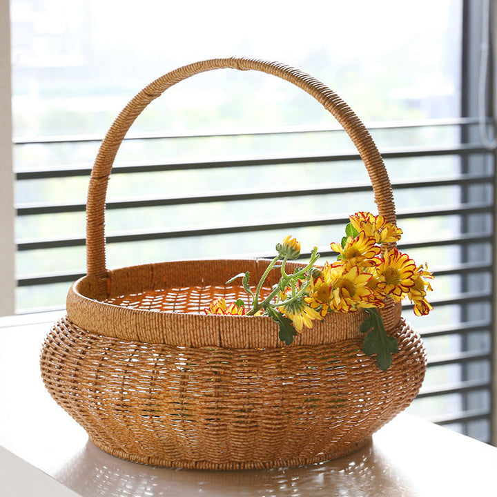 Unisex Handwoven Shopping Basket with Practical Handle Kalsten