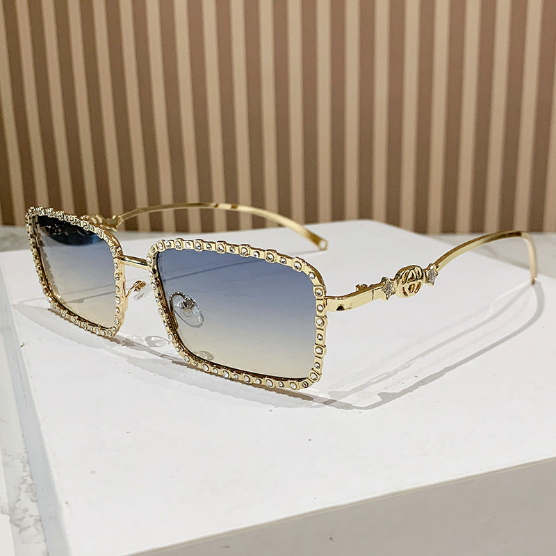 Women's elegant square sunglasses with luxurious rhinestone frame Kalsten