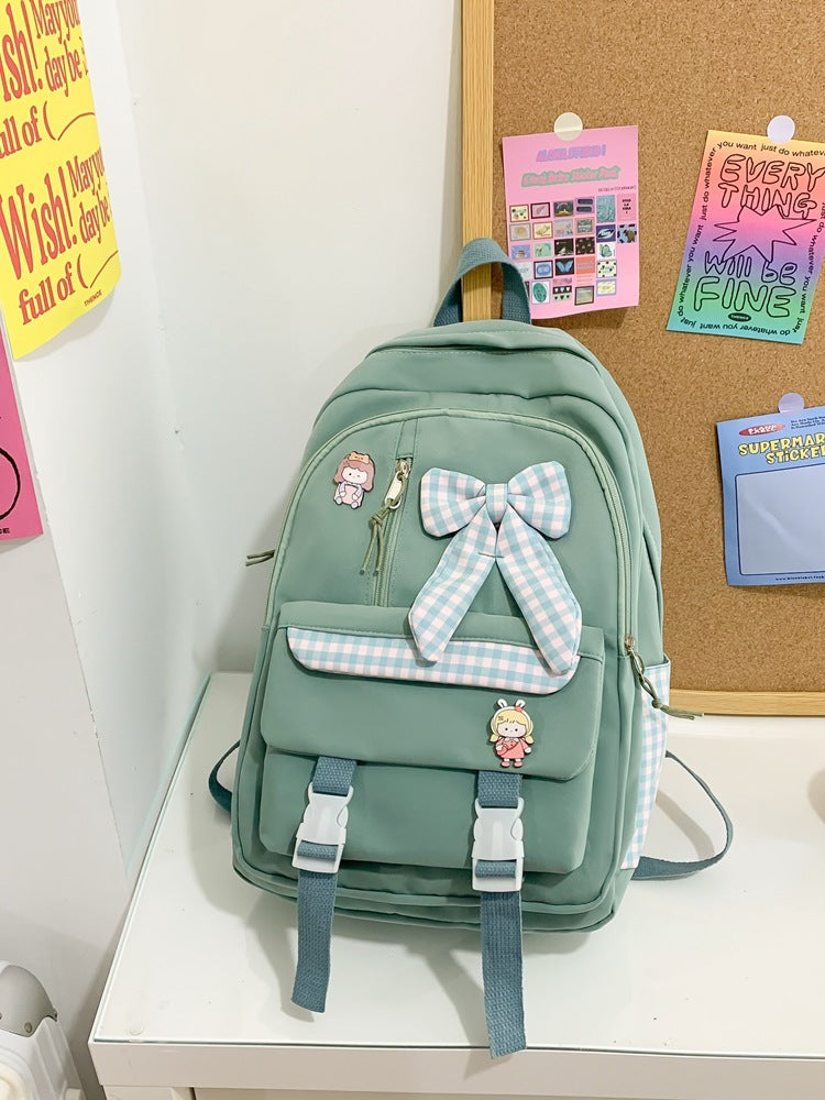 Charming Bow-Embellished School Backpack