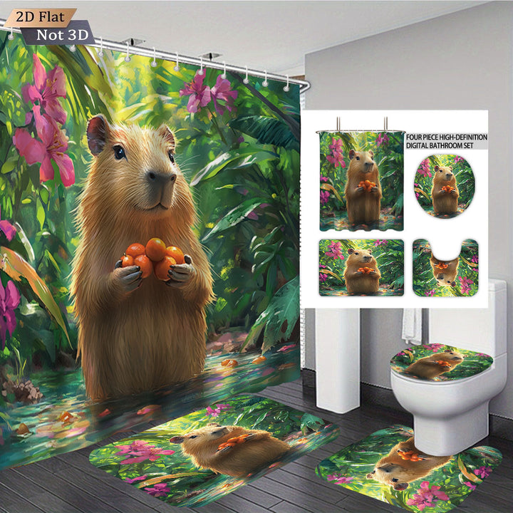 Cute Bear-Themed Four-Piece Bathroom Set Kalsten