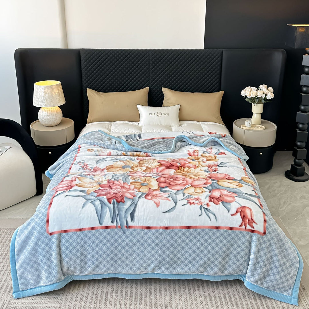 Floral Patterned Fleece Throw Blanket Kalsten