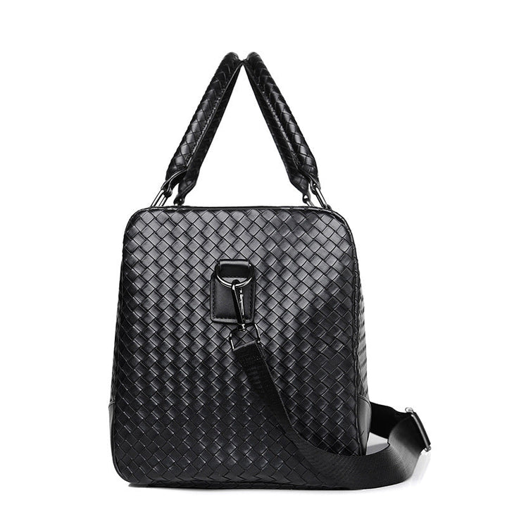 Woven Leather Weekender Duffel Bag Kalsten