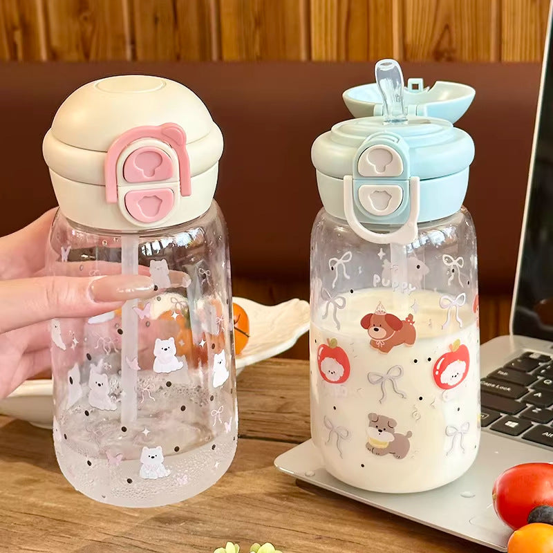 Women's drinking bottle with animal motifs and healthy fruit insert system Kalsten