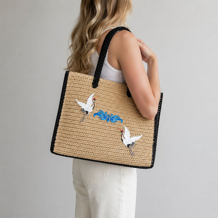 Handmade shopping bag with intricate embroidery Kalsten