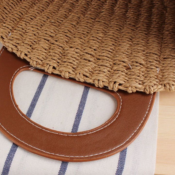 Natural raffia tote bag with elegant leather accents Kalsten