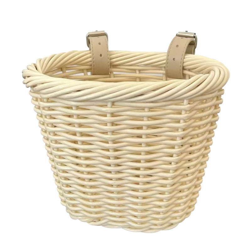 Woven Storage Basket with Adjustable Leather Straps Kalsten