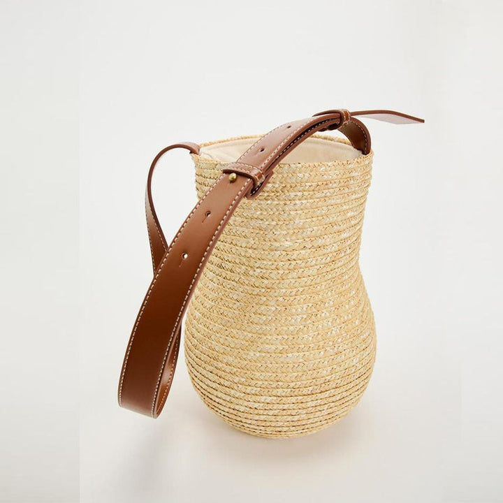 Handmade basket bag with elegant leather strap Kalsten