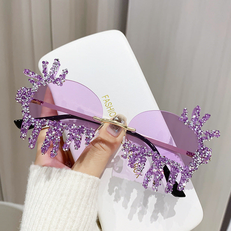 Women Extravagant Sunglasses with Sparkling Rhinestone Decorations Kalsten