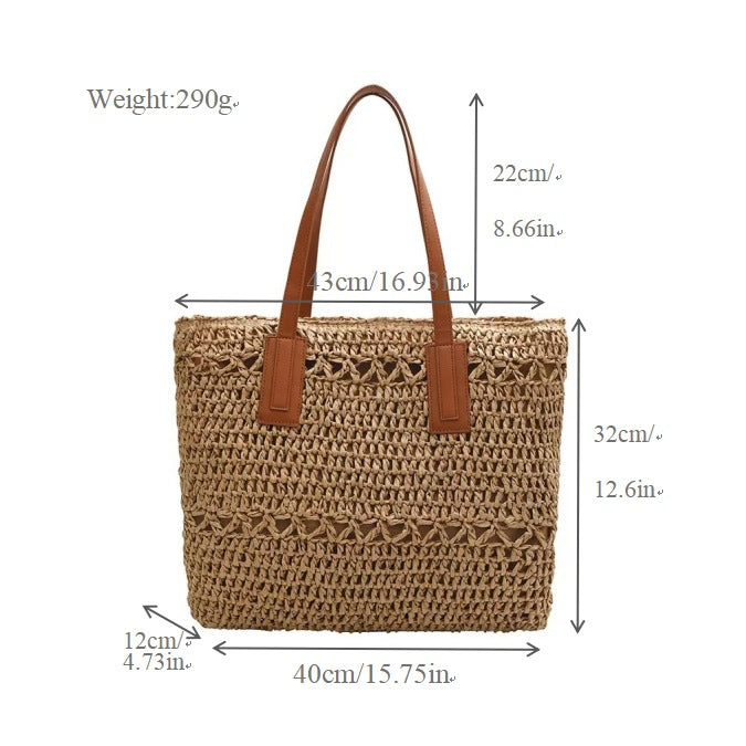 Natural beach bag with sturdy leather handles Kalsten